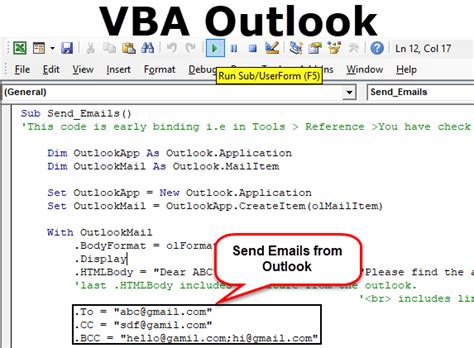Vba Outlook How To Send Emails From Outlook Using Vba Code