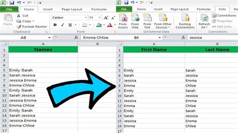 How To Split First And Last Name In Excel Sheet How To Split Cells In