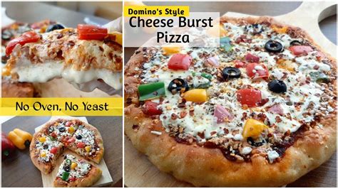 Cheese Burst Pizza Recipe Without Oven No Yeast Lockdown Homemade