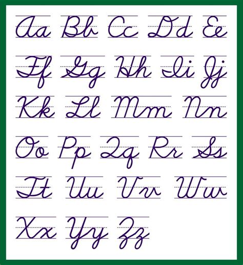 Cursive Writing Practice With The Upper And Lower Letters In Purple Ink