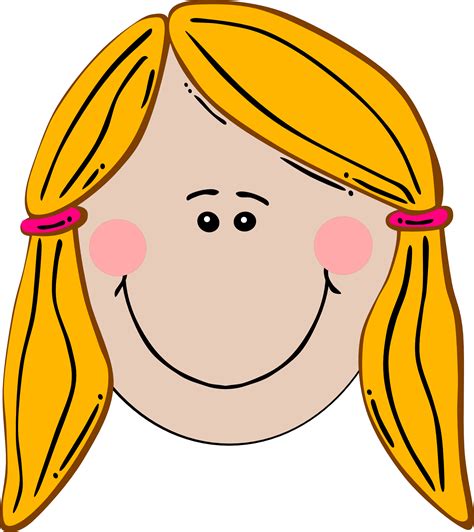 Smiling Cartoon Girl Face With Pink Cheeks Free Image Download