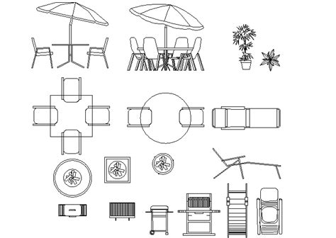 Outdoor Table And Chair Dwg File Cadbull
