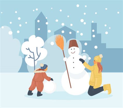 Kids Playing In Snow Silhouettes Illustrations Royalty Free Vector