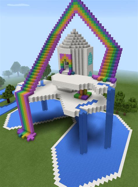 Minecraft Rainbow Dash Sky Waterfall House Minecraft Creations