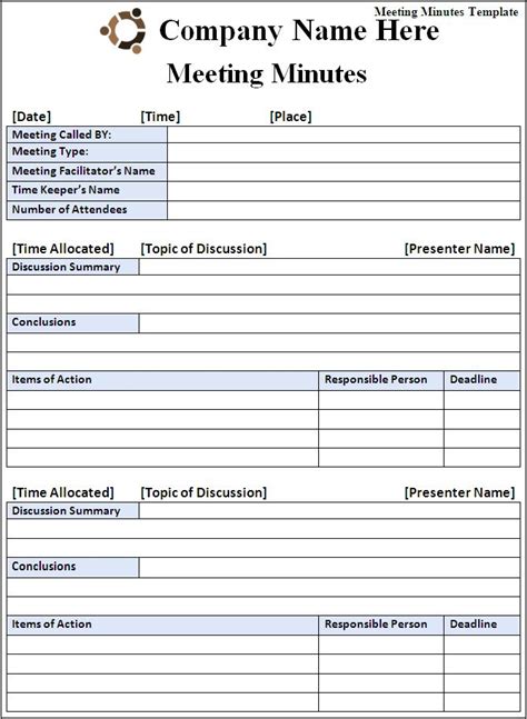 7 Free Meeting Minutes Templates Excel Pdf Formats