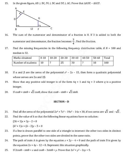 Cbse Sample Papers For Class 10 Maths Sa1 Solved Papers 9 Merit Batch