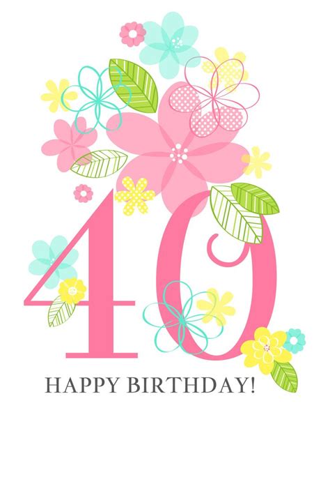 40th Birthday Card Template Free Printable Templates