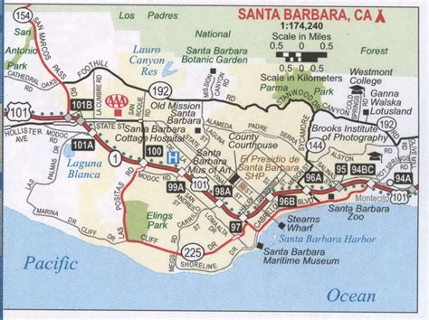 Santa Barbara Road Map Free Map Santa Barbara City Surrounding Area