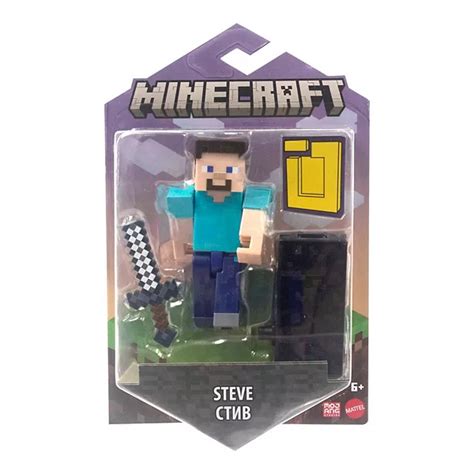 Mattel Minecraft Steve Action Figure With Build A Portal Piece And Accessory