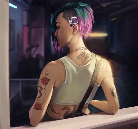 Judy Alvarez Video Game Girls Couple Tattoo Sleeve Cyberpunk Cyberpunk 2077 Female V