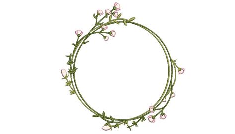 Pink Flower Circle Wreath Embroidery Machine Embroidery File Design