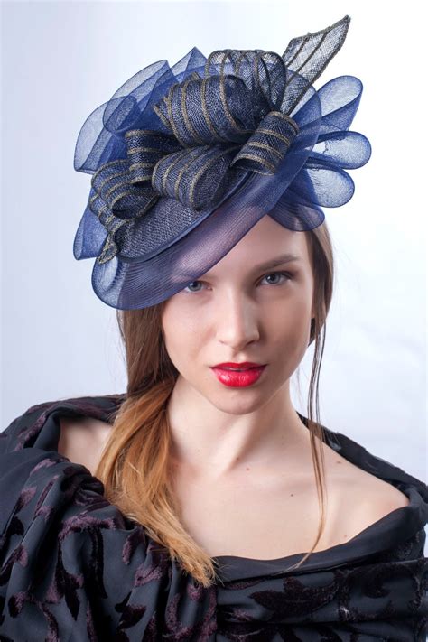 navy fascinator hat royal blue hat kentucky derby fascinator ascot hat wedding guest