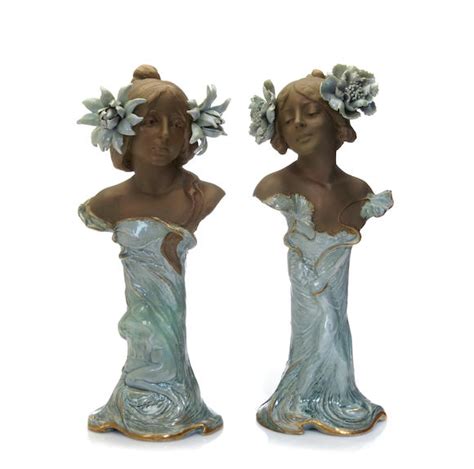 Bonhams A Pair Of Ernst Wallis Glazed Ceramic Female Busts Circa 1900