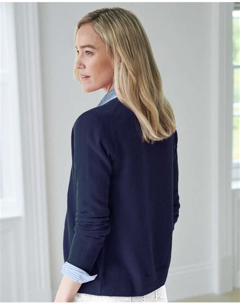 Navy Cashmere V Neck Cardigan Pure Collection
