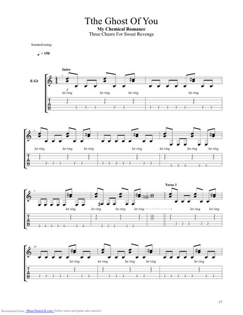 The Ghost Of You Guitar Pro Tab By My Chemical Romance