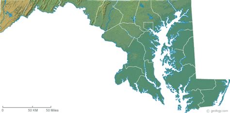 Maryland Physical Map And Maryland Topographic Map