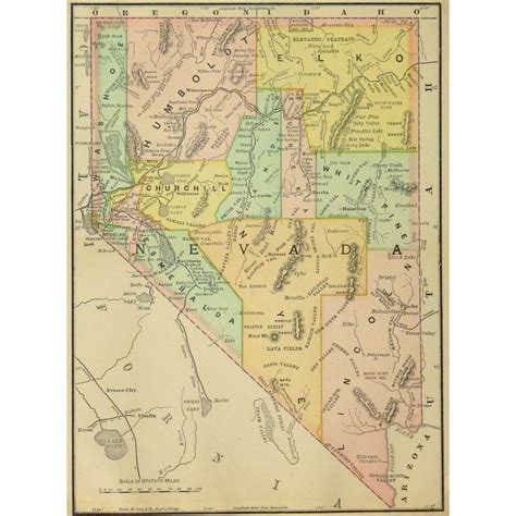 Map Nevada 1891 Original Art Antique Maps And Prints