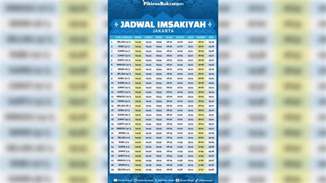 Download Jadwal Imsakiyah Ramadhan Di Jakarta Dan Sekitarnya Imsak Buka Puasa Dan Waktu