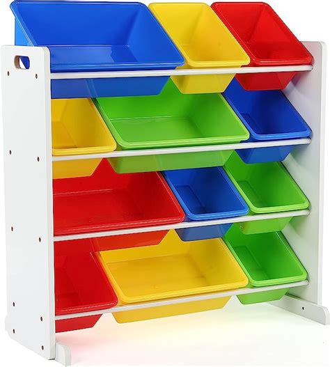 Tot Tutors Kids Toy Storage Organizer With 12 Plastic Bins White