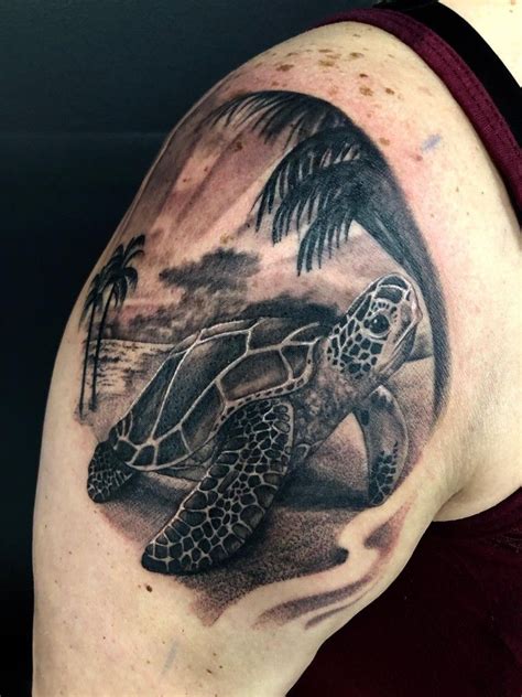 My New Sea Turtle Tattoo Done By Tenorio Tattoo Tribal Shoulder