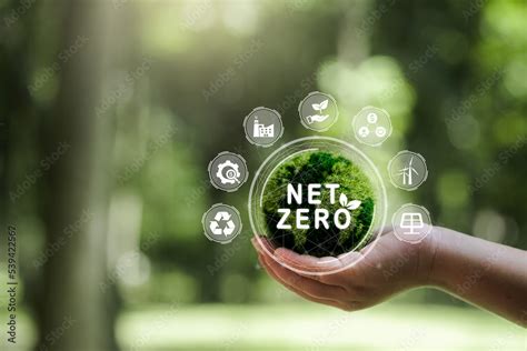 Net Zero 2050 Emissions Icon Concept In Hand For The Environment Policy