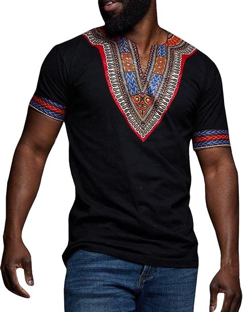 Amazon Bbalizko Mens Dashiki African Shirt Tribal Floral V Neck