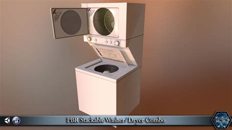 Pbr Washer Dryer Combo 3d Asset Vr Ar Ready Cgtrader