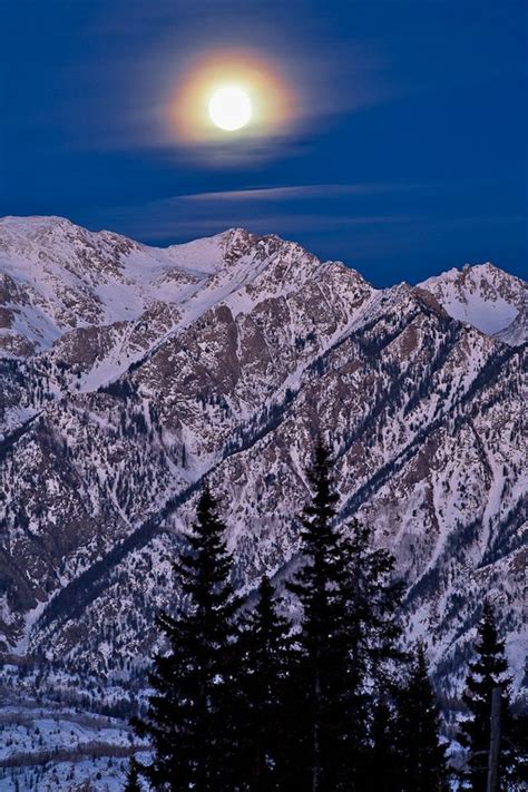 San Juan Mountains Colorado Winter Moon Over Twilight Peak San Juan