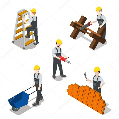 Flat 3d Isometric Builder Icons Stock Vector Image By ©sentavio 90653594