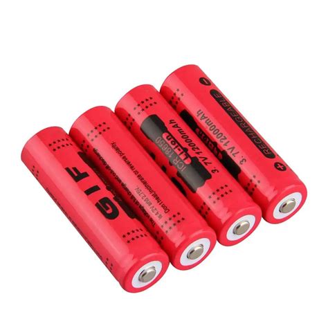 4pcs 18650 37v 12000mah Safe Rechargeable Li Ion Battery For Led Torch