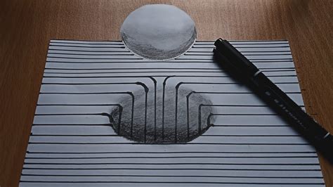 Very Easy How To Draw 3d Hole Anamorphic Illusion 3d Trick Art On Paper Rongtuli Pencil