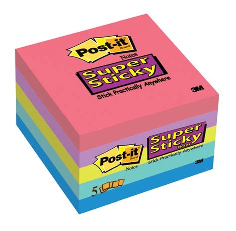 3M Post It Super Sticky Notes Prints 5 Pack Assorted Ultra Colours