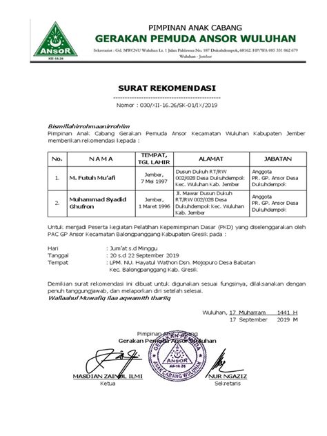 Wacana terkini contoh surat izin rekomendasi wisata sekolah. Contoh Surat Rekomendasi Nu - Surat keterangannovember 14 ...