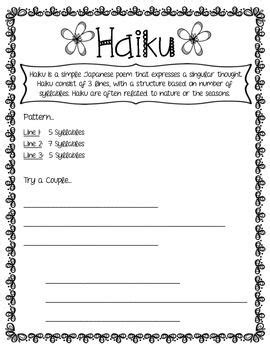 No worries, here is a practical guide with a sample that will definitely come in handy! Poetry Printables | Poetry lessons, Teaching poetry, Haiku ...