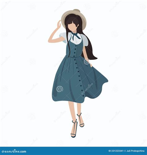 Anime Girl In A Blue Dress Stock Vector Illustration Of Clothing
