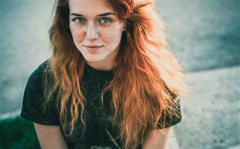 Masaüstü Yüz Kadınlar Kızıl Saçlı Model Portre Alan Derinliği