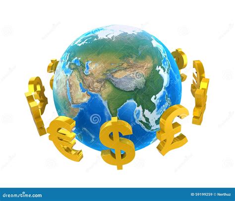 Global Currencies Around A Globe Stock Illustration Illustration Of