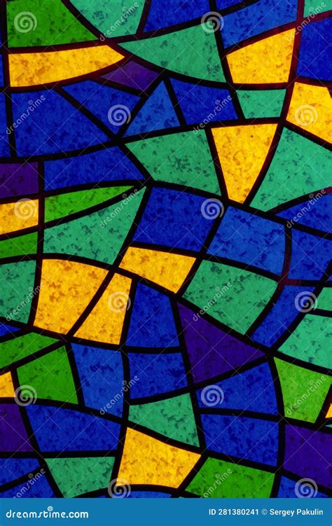 Multicolored Stained Glass Mosaic Abstract Background For A Design Or