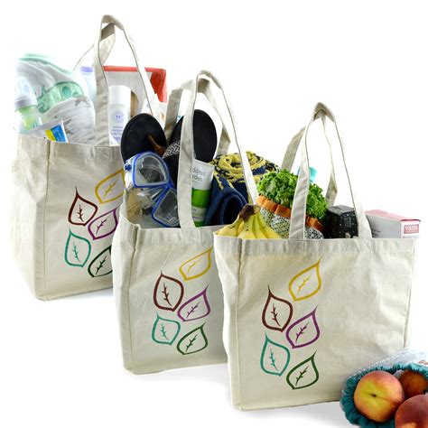 Eco Friendly Grocery Shopping Tote Bags 3 Pack Foldable Collapsible