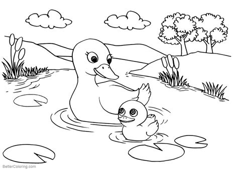 Find our free coloring club. Pond Coloring Pages Ducks' Life in the Pond - Free ...