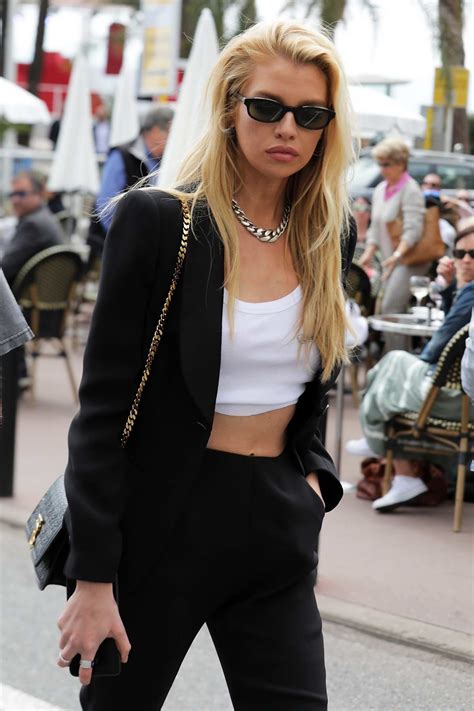 stella maxwell rocks a black blazer with matching trousers while out during the 72nd annual