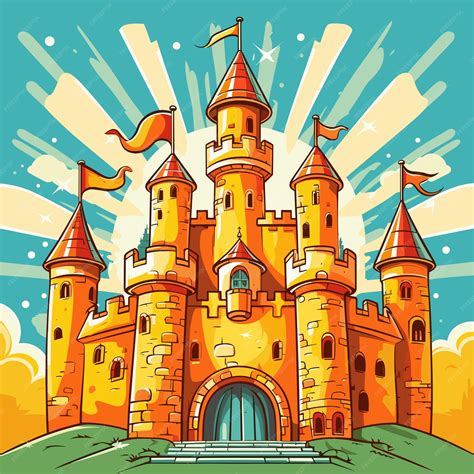 Premium Vector Medieval Fairytale Castle Cartoon Illustration Design