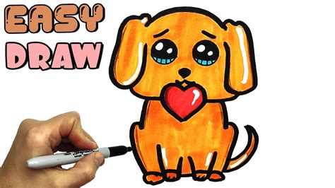 How To Draw A Cute Little Dog With A Heart For Valentines Day Draw So