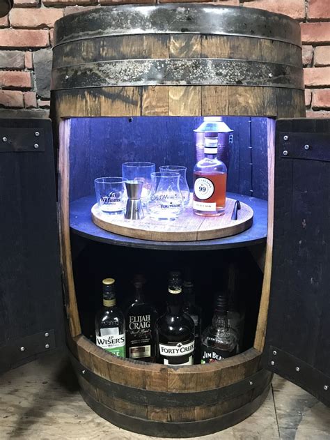 2 door whiskey barrel cabinet with led lighting barrel decor whiskey barrel furniture