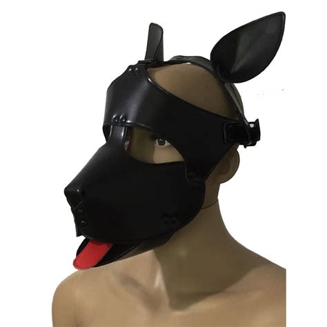Quality Soft Faux Leather Puppy Play Dog Cosplay Mask With Ears And