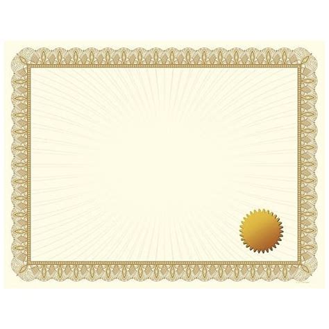 Great Papers Metallic Gold Border Certificate With Seals 25pack At