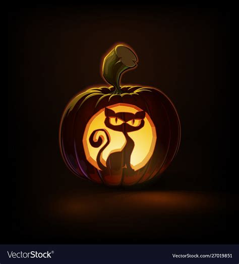 Jack O Lantern Dark Spooky Cat Royalty Free Vector Image