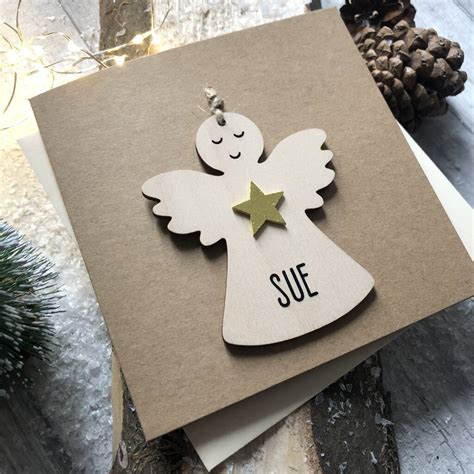 Personalised Wooden Angel Decoration Christmas Card By Alphabet Bespoke