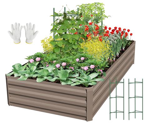SONFILY Raised Garden Bed Metal Raised Garden Bed Outdoor Kit Garden Boxes Raised Galvanized