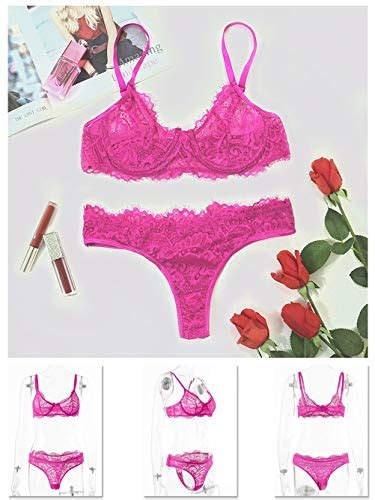 Kaeiandshi Sexy Bra And Panty Setsfloral Sheer Eyelash Lace Lingerie For Womentwo Piece Matching